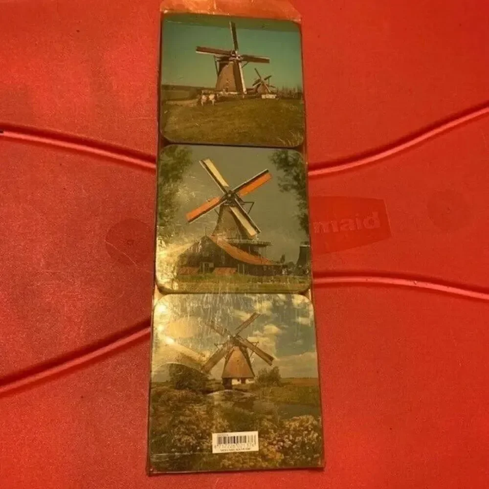 HOLLAND SOUVENIR WINDMILLS COASTERS SET OF 6 NEW